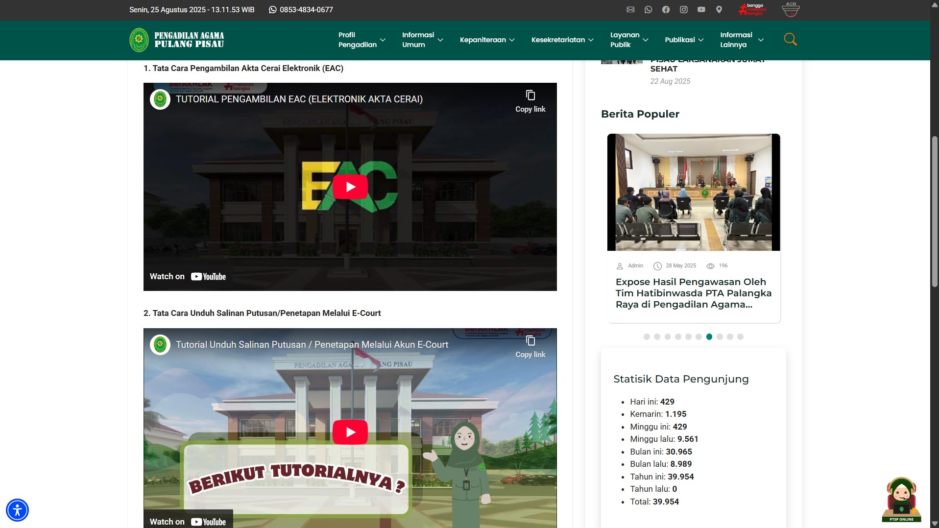 399. Website PA Pulang Pisau Hadir dengan Tampilan dan Fitur Baru